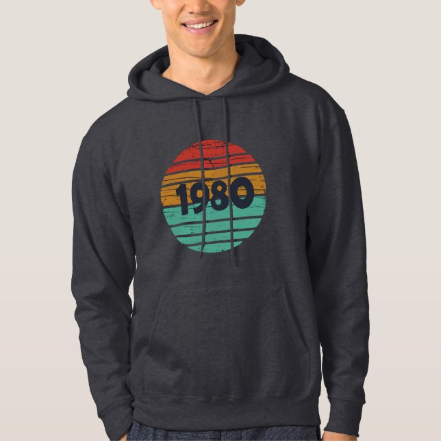 Född 1980 vintages födelsedagspresent hoodie (Framsida)
