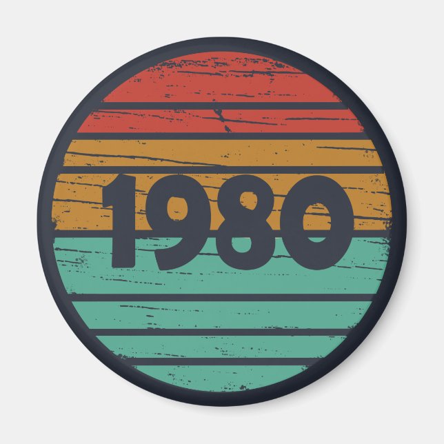 Född 1980 vintages födelsedagspresent magnet (Framsidan)