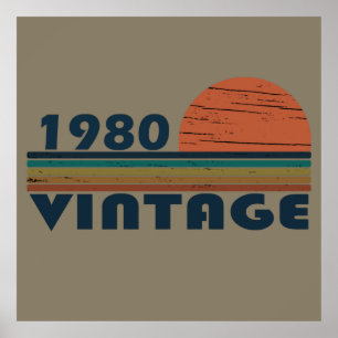 Född 1980 vintages födelsedagspresent poster