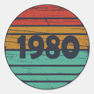 Född 1980 vintages födelsedagspresent runt klistermärke