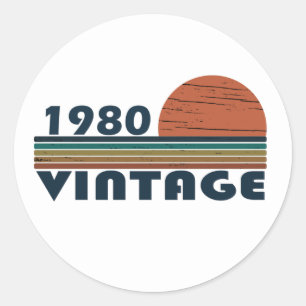 Född 1980 vintages födelsedagspresent runt klistermärke