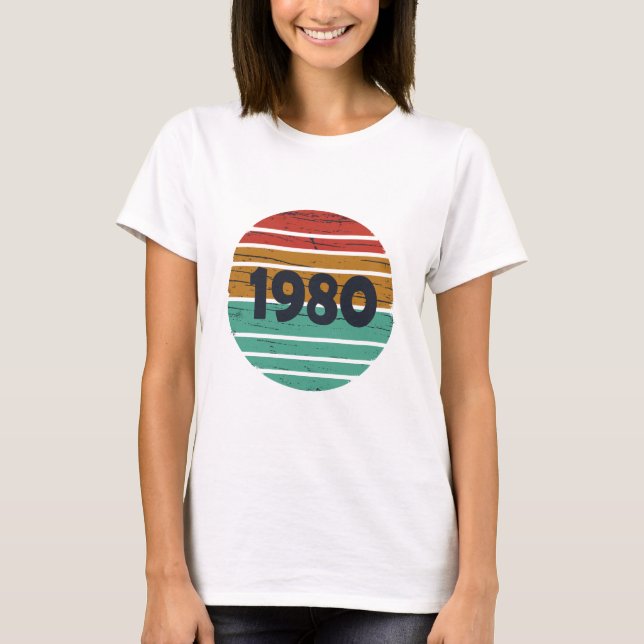 Född 1980 vintages födelsedagspresent t shirt (Framsida)