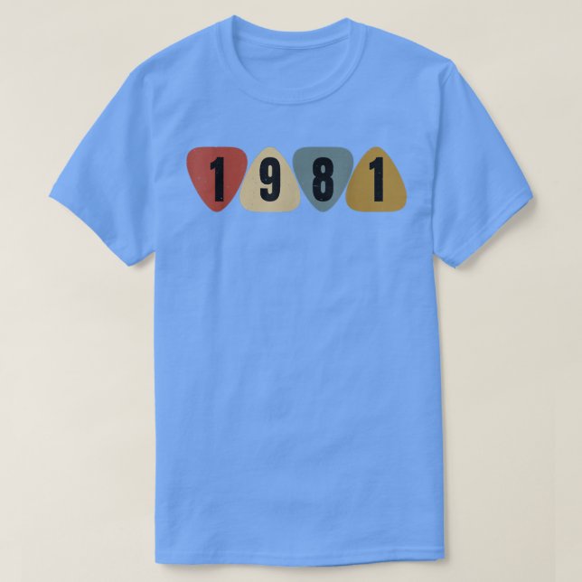 Född 1981 i Guitarist Gitarr Plektrum Music Birthd T Shirt (Design framsida)