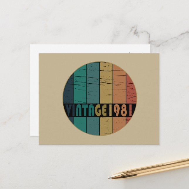 född 1981 i klassisk retro helg vykort (Fram/Back In Situ)