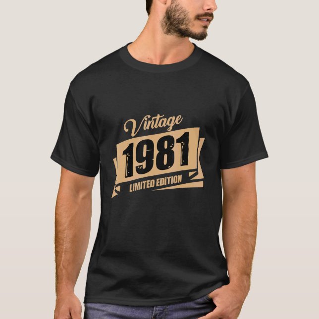 Född 1981 Vintage 1 T Shirt (Framsida)