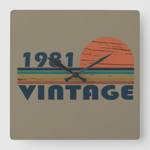 Född 1981 vintagens födelsedagspresent fyrkantig klocka