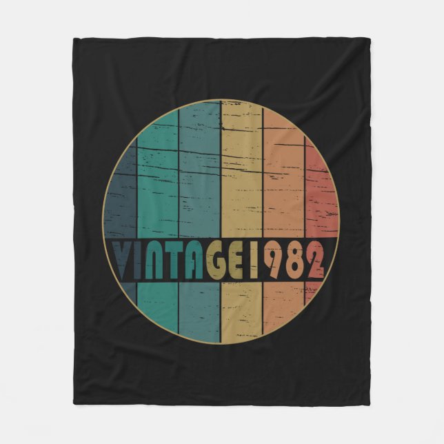 Född 1982 elegant vintage födelsedagspresent fleecefilt (Framsidan)