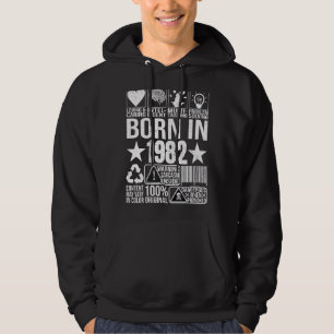 Född 1982 Innehåll Varningsetikett Barcode Birthda Hoodie