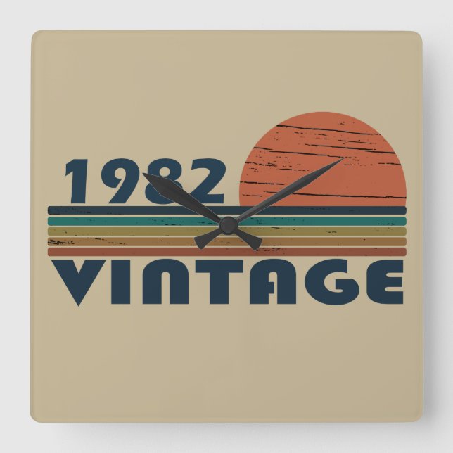 Född 1982 vintagens födelsedagspresent fyrkantig klocka (Framsida)