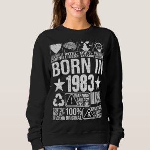 Född 1983 i Innehåll Varningsetikett Barcode Birth T Shirt