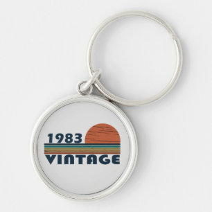 Född 1983 vintagens födelsedag rund silverfärgad nyckelring