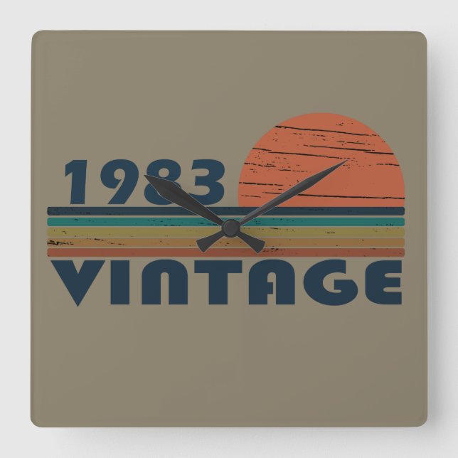 Född 1983 vintagens födelsedagspresent fyrkantig klocka (Framsida)