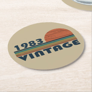 Född 1983 vintagens födelsedagspresent underlägg papper rund