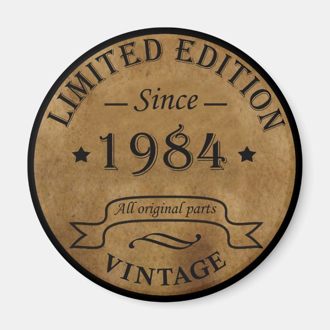 Född 1984 vintagens födelsedag magnet (Framsidan)