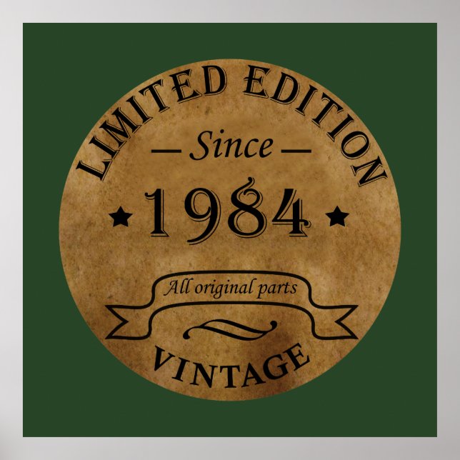 född 1984, vintagens födelsedag poster (Framsidan)