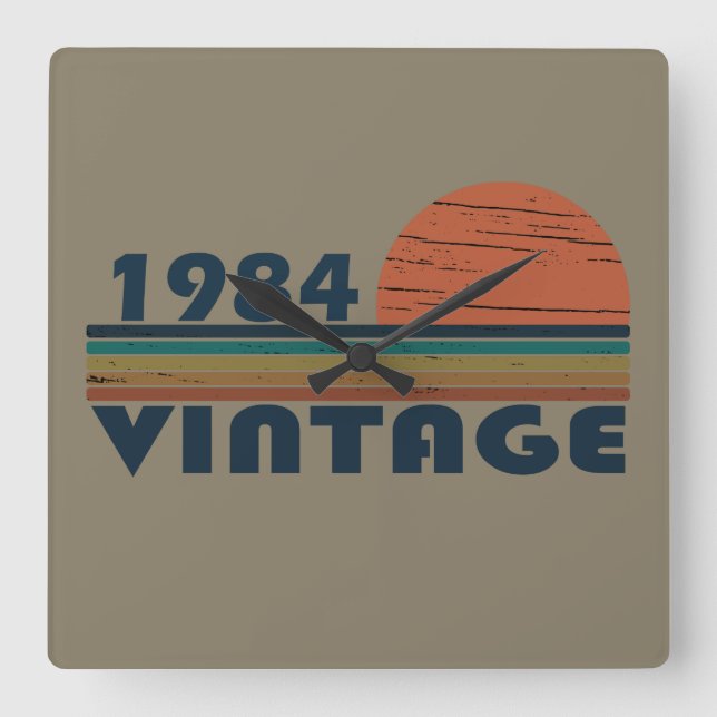 född 1984 vintagens födelsedagspresent fyrkantig klocka (Framsida)
