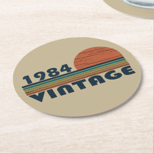 född 1984 vintagens födelsedagspresent underlägg papper rund