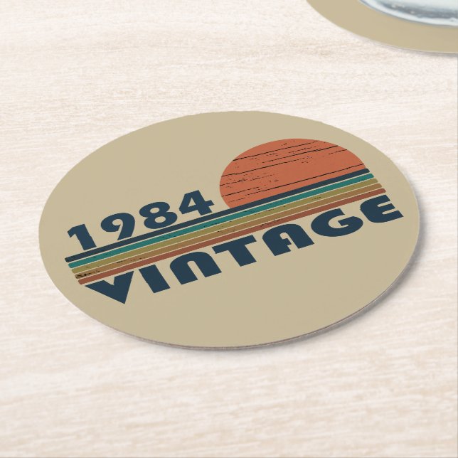 född 1984 vintagens födelsedagspresent underlägg papper rund (Vinklad)