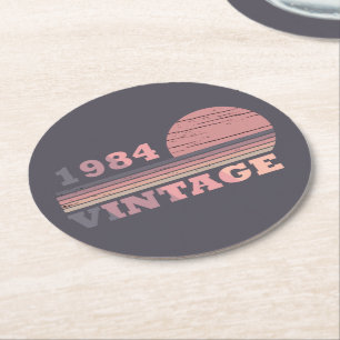 född 1984 vintagens födelsedagspresent underlägg papper rund