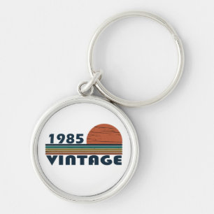 född 1985 vintage 40 födelsedagspresent rund silverfärgad nyckelring