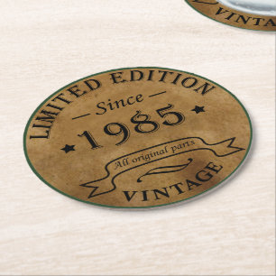 Född 1985 vintage 40 födelsedagspresent underlägg papper rund