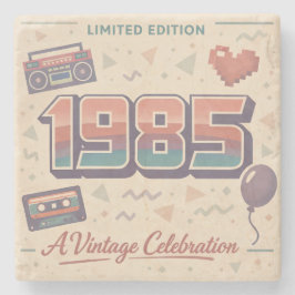Född 1985 Vintage Stone Coaster | Retro 80-tal Stenunderlägg