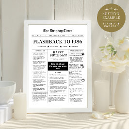 Född 1986 Roligt Black and White Newspaper