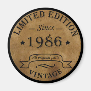 född 1986, vintage födelsedag magnet
