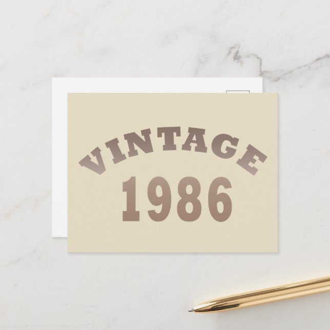 Född 1986 vintagens födelsedagspresent helg vykort (Fram/Back In Situ)