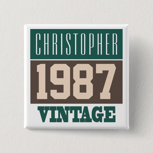 Född 1987, Personlig Gift Knapp (Framsida)