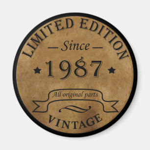 född 1987, vintagens födelsedag magnet