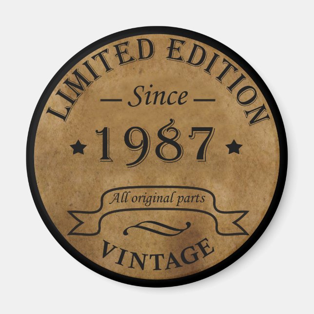 född 1987, vintagens födelsedag magnet (Framsidan)