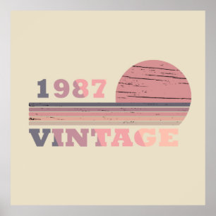 född 1987, vintagens födelsedag poster