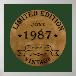 född 1987, vintagens födelsedag poster