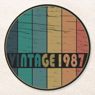 född 1987 vintagens födelsedagspresent underlägg papper rund