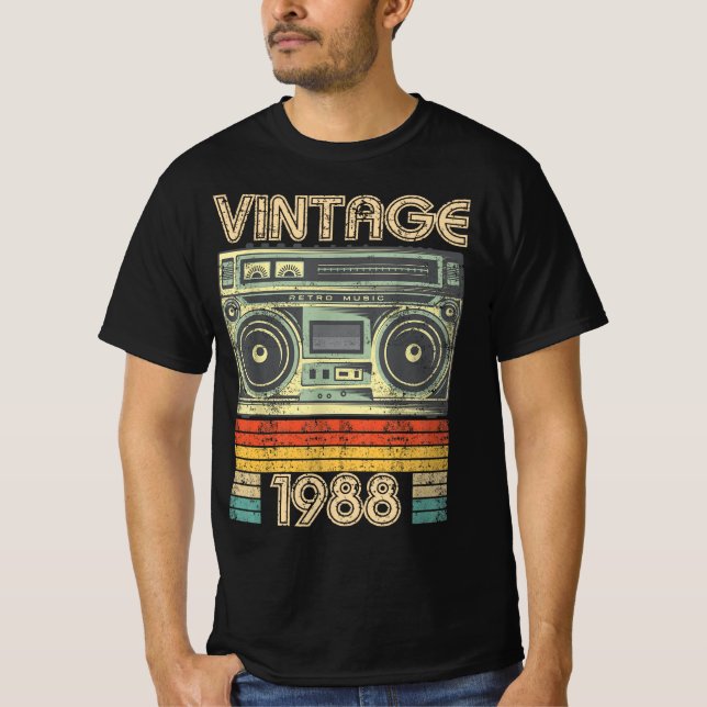 Född 1988 i Radio Retro, 1988 Birthday Gift T Shirt (Framsida)
