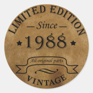 född 1988, vintagens födelsedag runt klistermärke