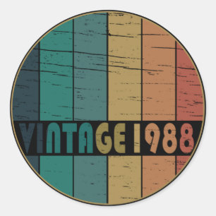 Född 1988 vintagens födelsedagspresent runt klistermärke