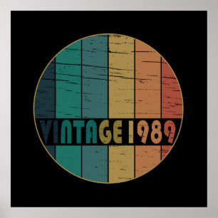 född 1989 vintage födelsedag poster