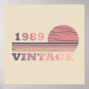 född 1989 vintage födelsedag poster