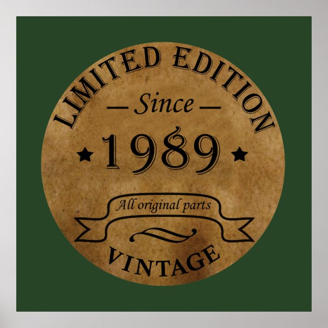 född 1989, vintagens födelsedag poster (Framsidan)