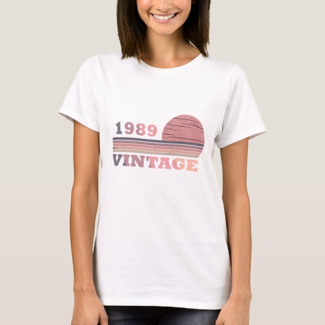 född 1989, vintagens födelsedag t shirt (Framsida)