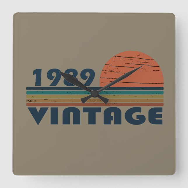 Född 1989 vintagens födelsedagspresent fyrkantig klocka (Framsida)