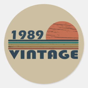 Född 1989 vintagens födelsedagspresent runt klistermärke