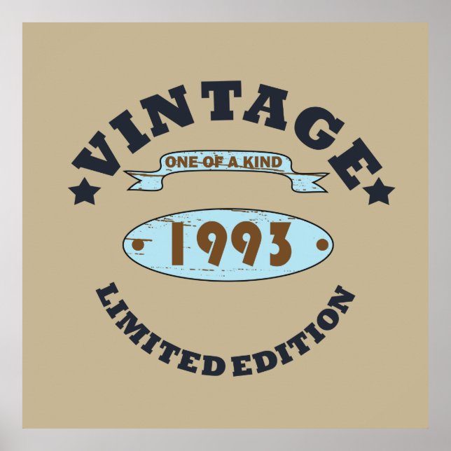 född 1993, vintage födelsedag poster (Framsidan)