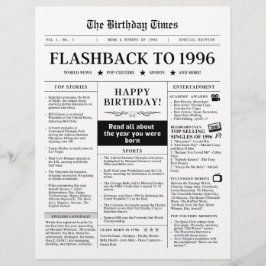 Född 1996 Rolig Svart och Vit Tidning