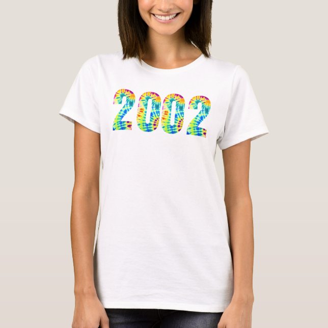 Född 2002 Födelsedagsfest Multi-färgad Tie Dye T Shirt (Framsida)