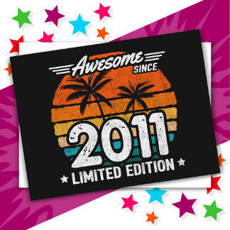 Född 2011 Limited Edition Retro Awesome Sedan 2011 Vykort