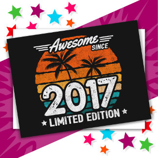 Född 2017 Limited Edition Retro Awesome Sedan 2017 Vykort