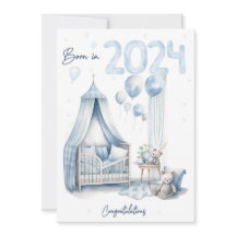 Född 2024 - Grattis Nyfödd bebis Boy Card
